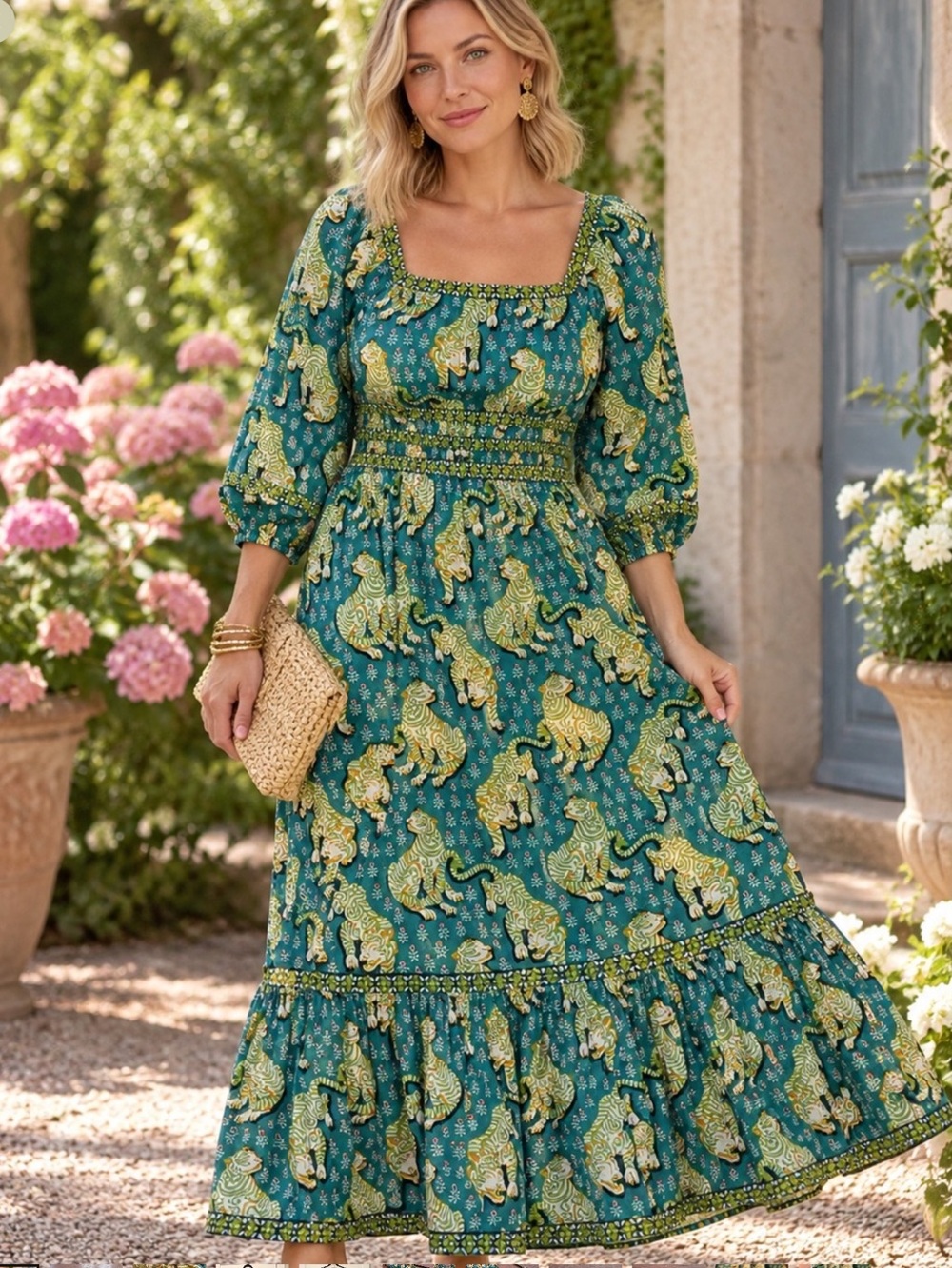 Printfresh Tiger Queen Now or Later Dress in Fern Forest Sz XL